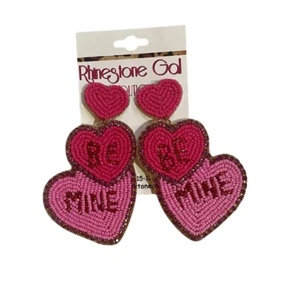 Bosuk Jewlery Women's Be Mine Beaded Conversation Heart Earrings In Pink