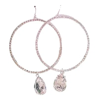 Bosuk Jewlery Women's Rhinestone Hoop Earrings In Silver