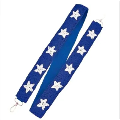 Bosuk Stars Seed Bead Crossbody Guitar Handbag Strap In Royal Blue In Gold