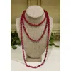 Bosuk Women's Long Metallic Beaded Necklace In Ruby