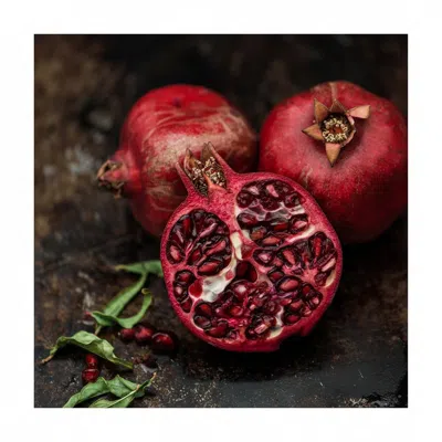 Botanical Boys Black / Red Square Cloth - Pomegranate On Black In Multi