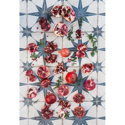 Botanical Boys Blue / White / Red Tablecloth - Pomegranite & Mint