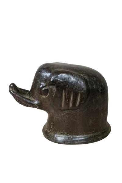 Botanical Boys Brown Makonde Mangbetu Elephant Head Sculpture - Two Three Four Two