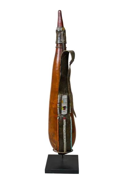 Botanical Boys Brown Vintage Beaded Maasai Calabash - Fifty Two Eight