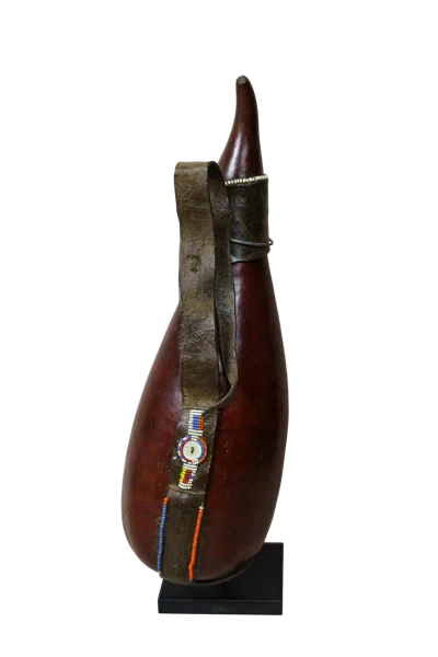 Botanical Boys Brown Vintage Beaded Maasai Calabash - Fifty Two Six
