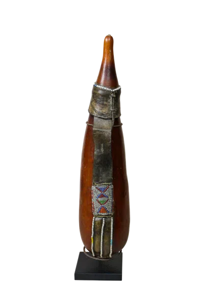 Botanical Boys Brown Vintage Beaded Maasai Calabash - Fifty Two Ten