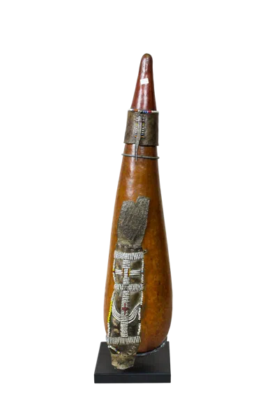 Botanical Boys Brown Vintage Beaded Maasai Calabash - Kenya - Fifty Two One