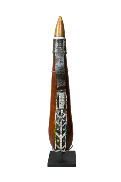 Botanical Boys Brown Vintage Beaded Maasai Calabash - Kenya - Fifty Two Seven