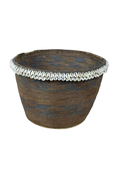 Botanical Boys Brown Vintage Tutsi Basket - With Cowrie Shells - One Zero Six Twelfth