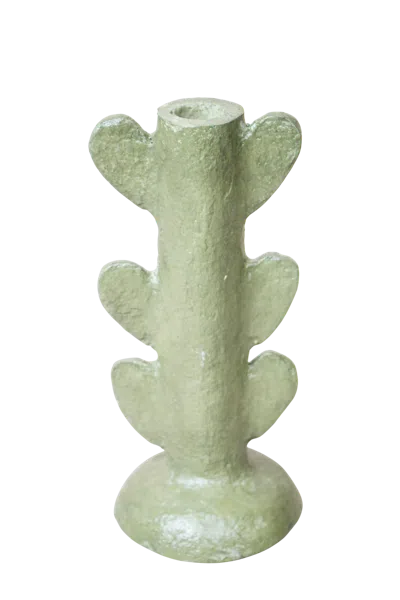 Botanical Boys Green Paper Mache Candle Holder Fifty Two Five