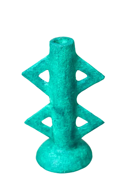 Botanical Boys Green Paper Mache Candle Holder Fifty Two Four In Blue