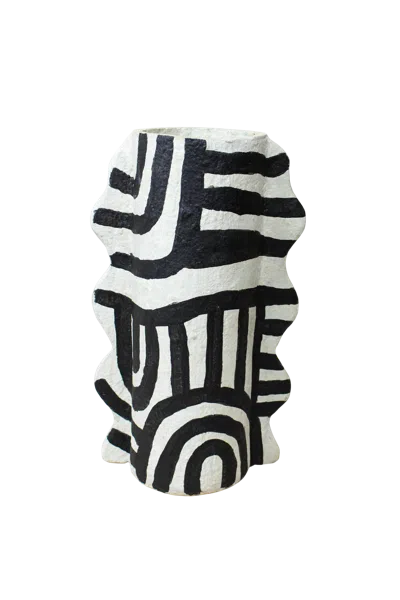 Botanical Boys Neutrals / Black Ligagasi Paper Mache Vase Fifty Three