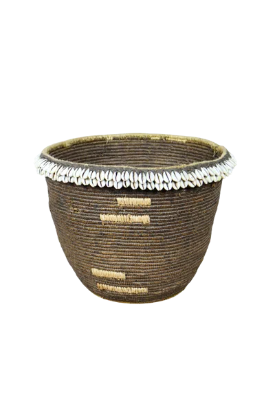 Botanical Boys Neutrals / Brown Vintage Tutsi Basket - With Cowrie Shells - One Zero Six Eight