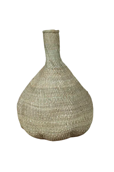 Botanical Boys Neutrals Garlic Gourd Woven Basket - Zimbabwe - Eighteen Fourteen In Brown