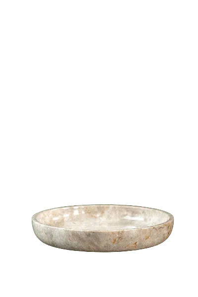 Botanical Boys Neutrals Handmade Marble Low Bowl In Yellow