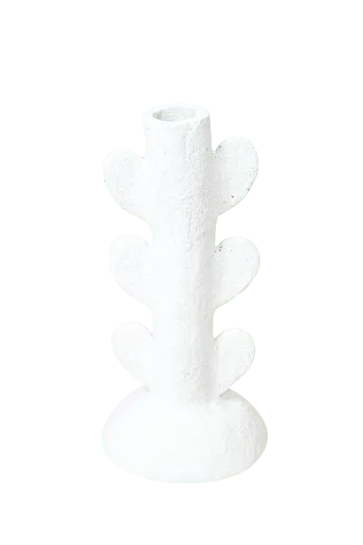 Botanical Boys Neutrals Paper Mache Candle Holder Fifty Two One In White