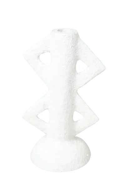 Botanical Boys Neutrals Paper Mache Candle Holder Fifty Two Two In White