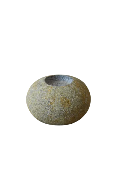 Botanical Boys Neutrals River Stone Candle Holder - Sixty Two B Four In Yellow