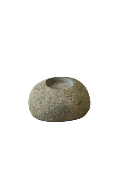 Botanical Boys Neutrals River Stone Candle Holder - Sixty Two B Three In Yellow