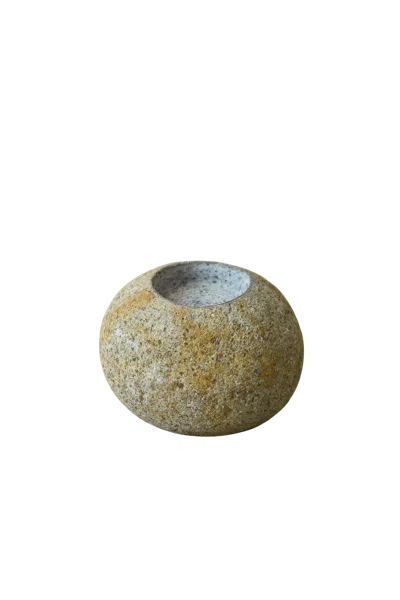 Botanical Boys Neutrals River Stone Candle Holder - Sixty Two B Two In Yellow