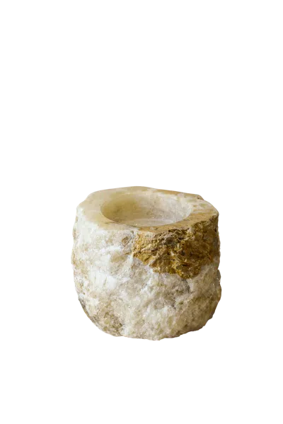 Botanical Boys Neutrals Rough Cut Onyx Candleholder Xl Fourteen Five In Black