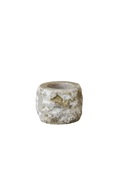 Botanical Boys Neutrals Rough Cut Onyx Candleholder Xl Fourteen Four In Black