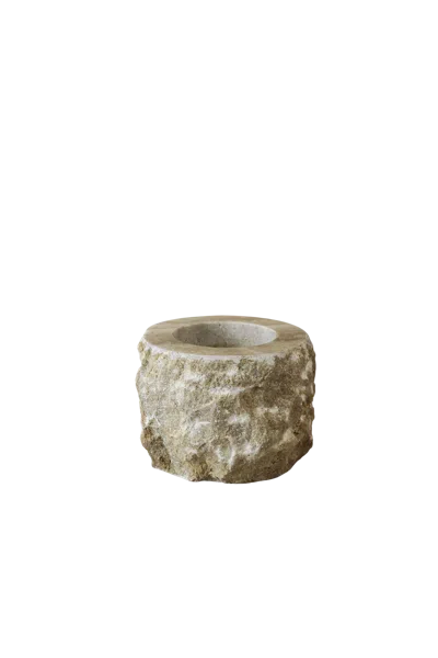 Botanical Boys Neutrals Rough Cut Onyx Candleholder Xl Fourteen One In Black