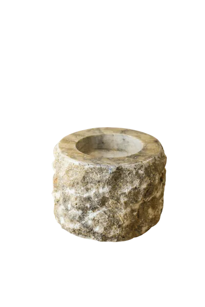 Botanical Boys Neutrals Rough Cut Onyx Candleholder Xl Fourteen Seven In Black