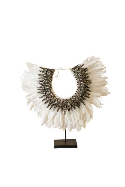 Botanical Boys Neutrals / White Handmade Feathers & Shell Necklace - Twenty Two Seven