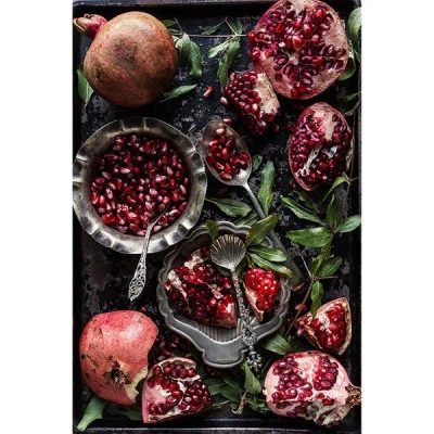Botanical Boys Tablecloth - Baking Tray With Pomegranate In Red