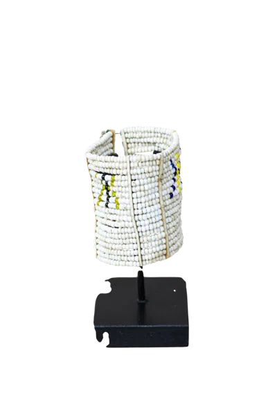 Botanical Boys Women's Beaded Maasai Cuff Bracelet - One Twenty One In White