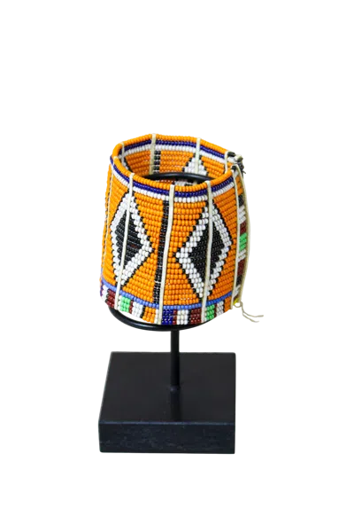Botanical Boys Women's Beaded Maasai Cuff Bracelet - One Twenty Two In Gold