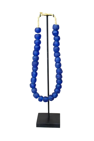 Botanical Boys Women's Ghana Glass Beads Necklace, Dark Blue - Eighty Five Eight