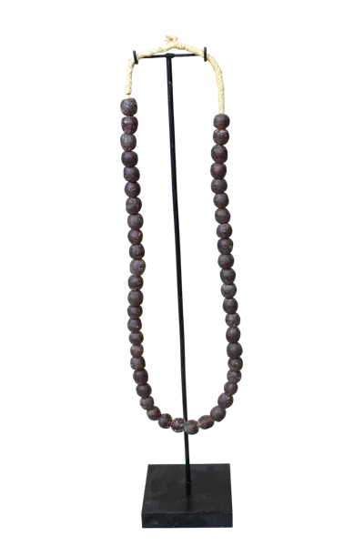 Botanical Boys Women's Ghana Glass Beads Necklace, Dark Brown - 85.19 In Pink