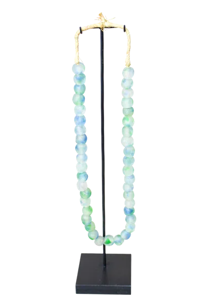 Botanical Boys Women's Ghana Glass Beads Necklace, Green White & Blue - Eighty Five Eighteen In Multi
