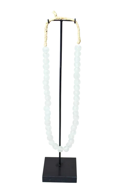 Botanical Boys Women's Ghana Glass Beads Necklace, White - Eighty Five Twenty One In Blue