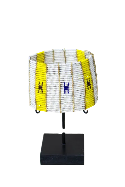 Botanical Boys Women's White / Yellow Beaded Maasai Cuff Bracelet - One Twenty Three In Multi