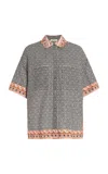 Boteh Delphi Linen-cotton Boy Shirt In Black