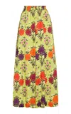 Boteh Eden Printed Twill Wide-leg Pant In Green