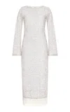 Boteh Folkora Fringed Cotton Mesh Dress In White