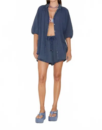 Boteh Gauze La Ponche Washed Shirt In Indigo In Multi