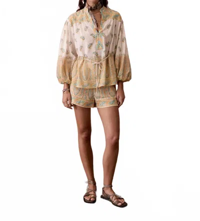 Boteh Jardin Smock Shirt In Crème In Multi