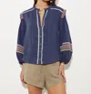 BOTEH JEANNE EMBROIDERED BLOUSE IN DENIM