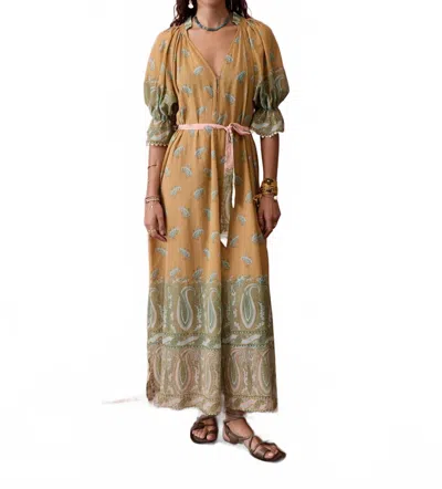 Boteh Lucent Maxi Smock Dress In Amber In Brown