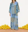 Boteh Onda Silk Smock Shirt In Blues In Blue