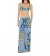 Boteh Onda Silk Wide Leg Pant In Blues In Blue