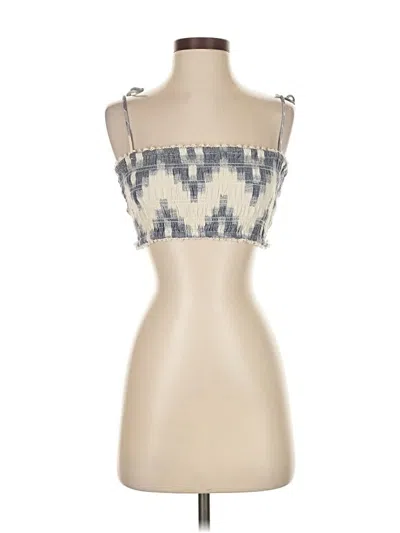 Boteh Sleeveless Top Silver Strapless Neckline Tops