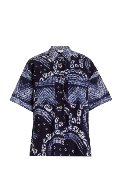 Boteh Vea Shibori-dyed Cotton Poplin Shirt In Blue