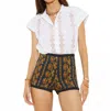 Boteh Women's Anais Short Sleeve Blouse In White In Multi