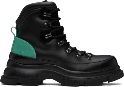 Both Black Gao Eva Hiking Boots In Black / Green